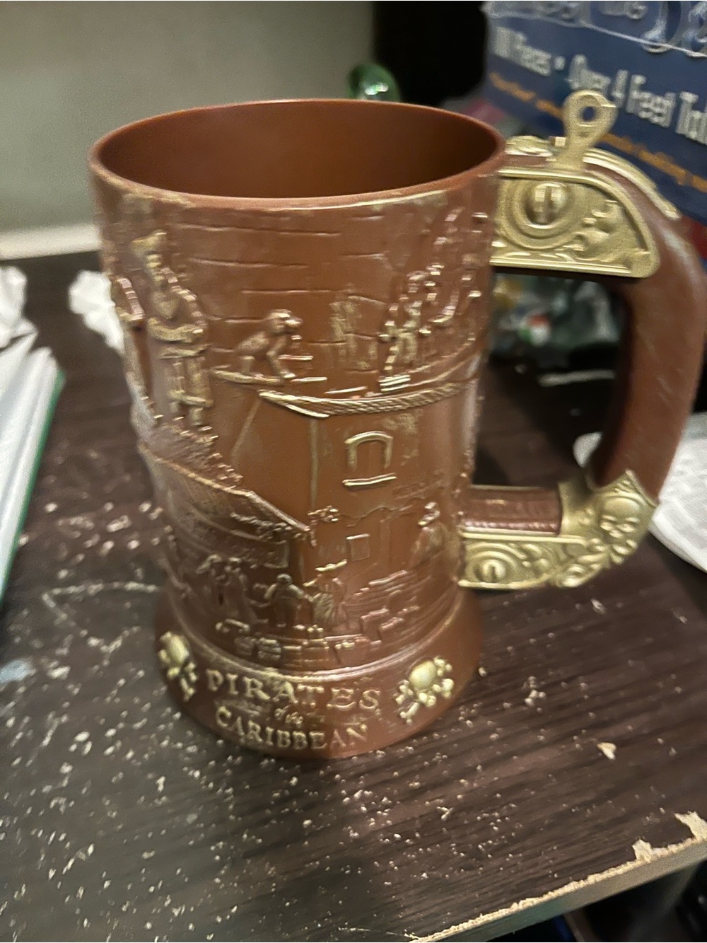 Disney Pirates of the Caribbean Brown Mug with Gold Accents